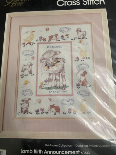 NOS Golden Bee Counted Cross Stitch  Birth Announcement 11"x 14"