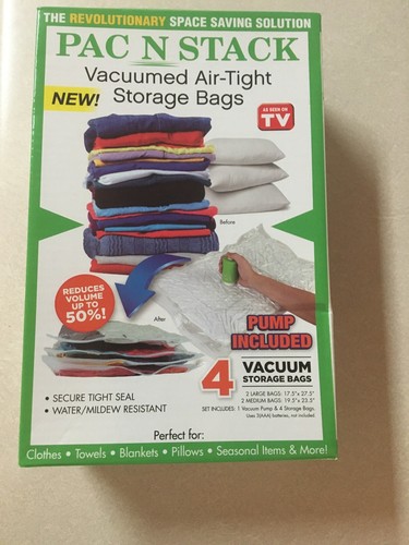 PAC N STACK Handheld Vacuum Sealing Storage Bags PUMP INCLUDED