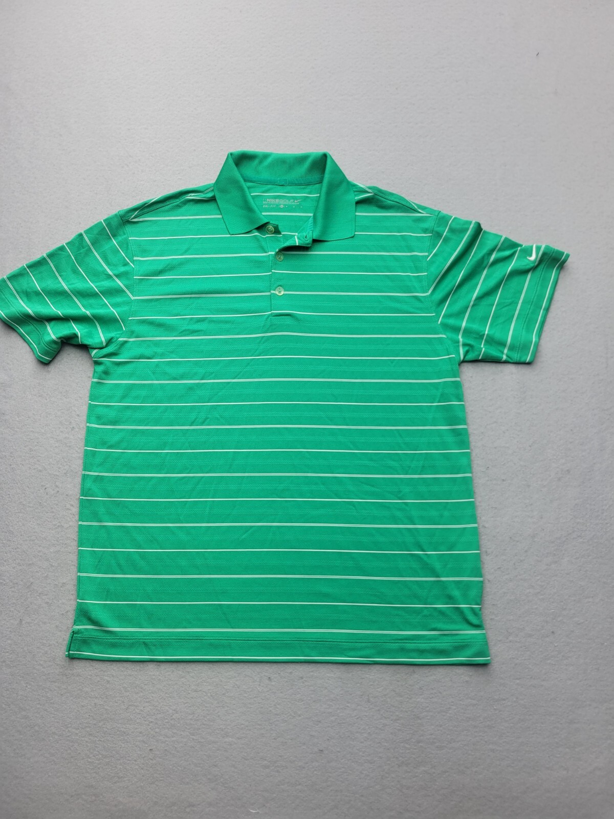 Nike Men's Polo Medium Green/White Pullover Golf Polyester Vietnam Striped
