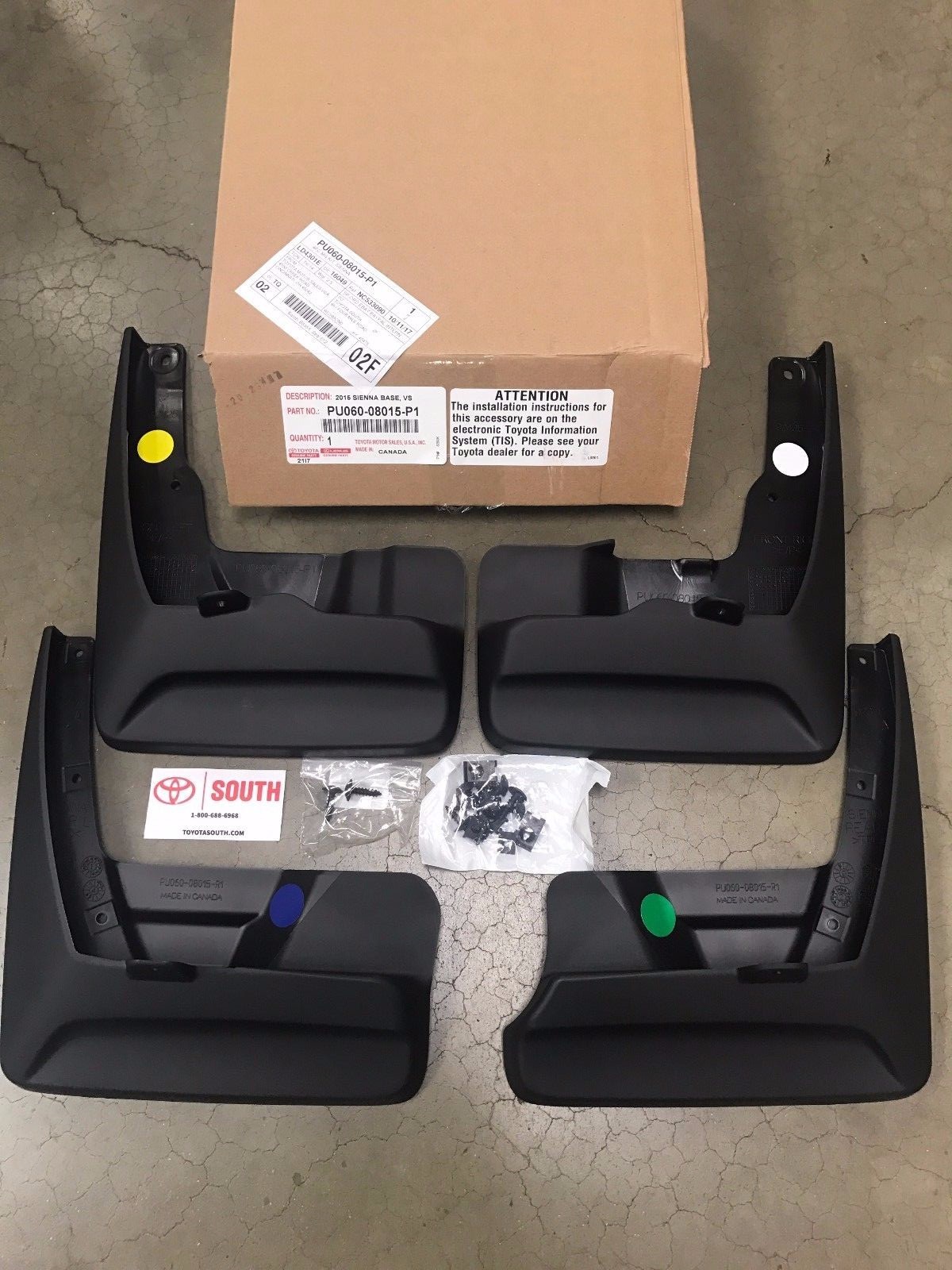 2015-2017 Toyota Sienna Mudguard Kit PU060-08015- P1 Genuine OEM 4