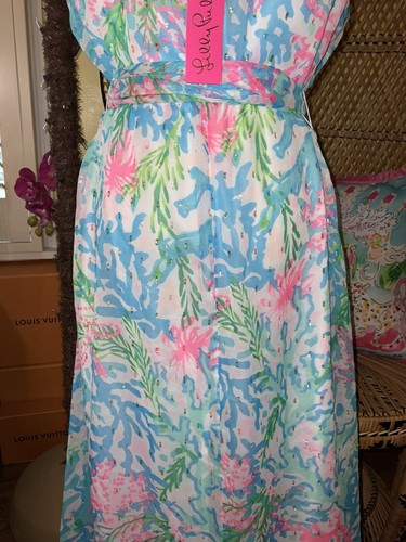 Pre-owned Lilly Pulitzer Lani Maxi Dress Coral Bay $298 ? Size L,xl In Multicolor