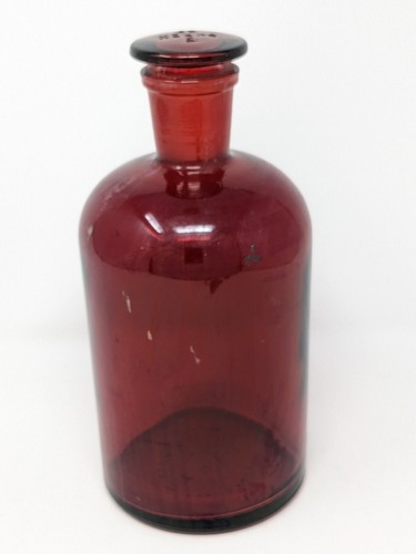 Antique Apothecary Pyrex 29 Ruby Red Bottle with Stopper