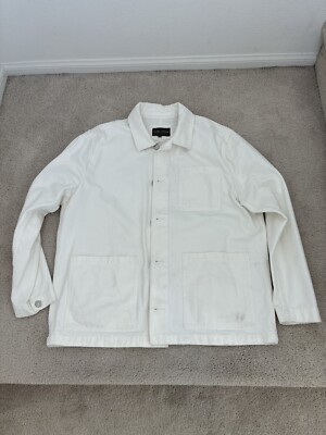 NEW SLATE & STONE MEN'S WHITE CHORE SHIRT JACKET SIZE XL