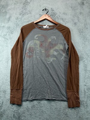 Ocean Pacific Juniors XL 17 Gray Raglan T-Shirt Graphic Crew Long Sleeve A2