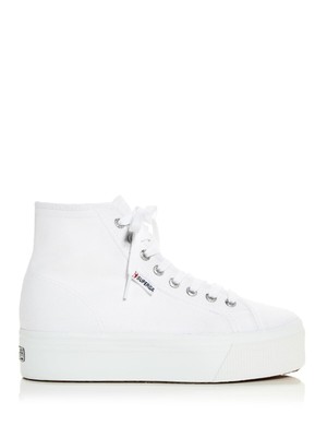 

Женские спортивные кроссовки SUPERGA White Comfort Logo 2705 с круглым носком на платформе, Белый, S3111MW