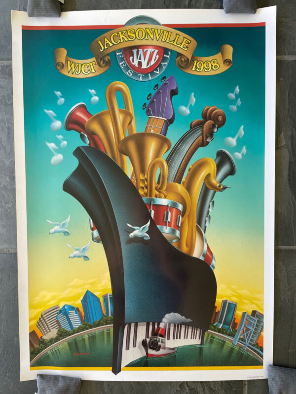 Original 1998 Jacksonville Jazz Festival Poster Unused VG Theo Rudnak WJCT Ship