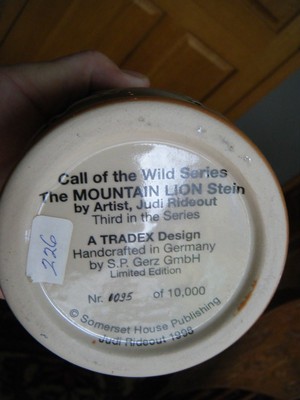 Vintage Rare Collectable BEER STIEN - Call of the Wild - Mountain Lion Org. Box