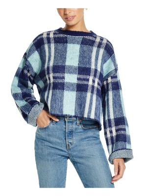 

WEATHERPROOF VINTAGE Женский синий свитер с круглым вырезом и длинными рукавами