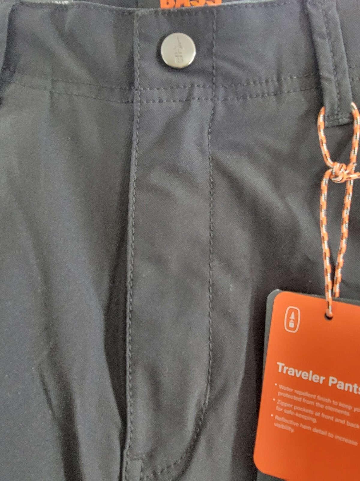 BASS OUTDOOR Straight-Fit Traveler Pants Men's 34 Caviar Button Zip Closure - Picture 10 of 19