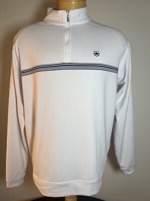 Peter Millar Performance Pullover Mens L  Golf Stretch 1/4 Zip White