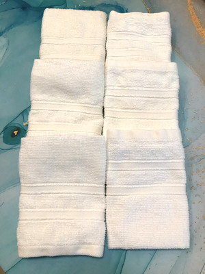 6 IZOD Wash Cloths 12'' x 12'' - Cotton - Cream Color