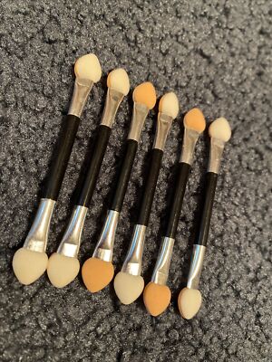 New 6 Pc Eye Shadow Soft Tipped Double Side Applicators, Long Handle -3''
