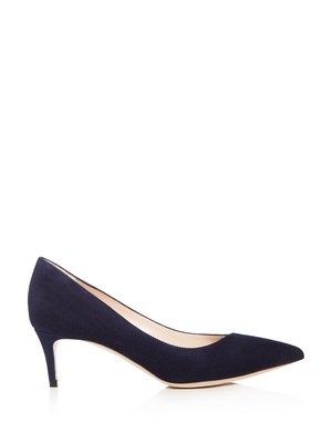 

Женские кожаные туфли-лодочки GIORGIO ARMANI с острым носком на каблуке-рюмочке, Navy, X1E718XC067G0285