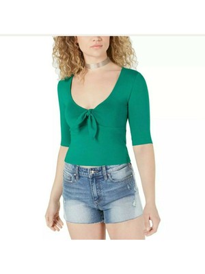 

Женский зеленый топ с короткими рукавами и круглым вырезом GUESS, размер