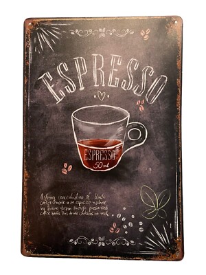 Metal Sign Espresso Fast Food Shop Decoration Home Wall Art Decor 8x12in