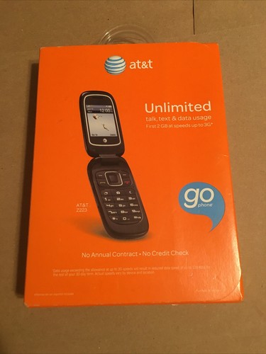 Att unlimited go Phone Zte Z233 AT&T Flip Phone,,,sealed…3G