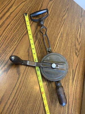 Antique Miller Falls Hand Crank Drill-Brace Multi Speed 19  Long Carpentry Tool