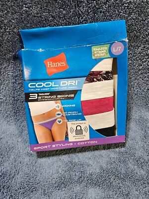 7/L Hanes 3 Pairs Women's String Bikinis-Size (Hip 40-41'' / 102-104 cm)   12-14