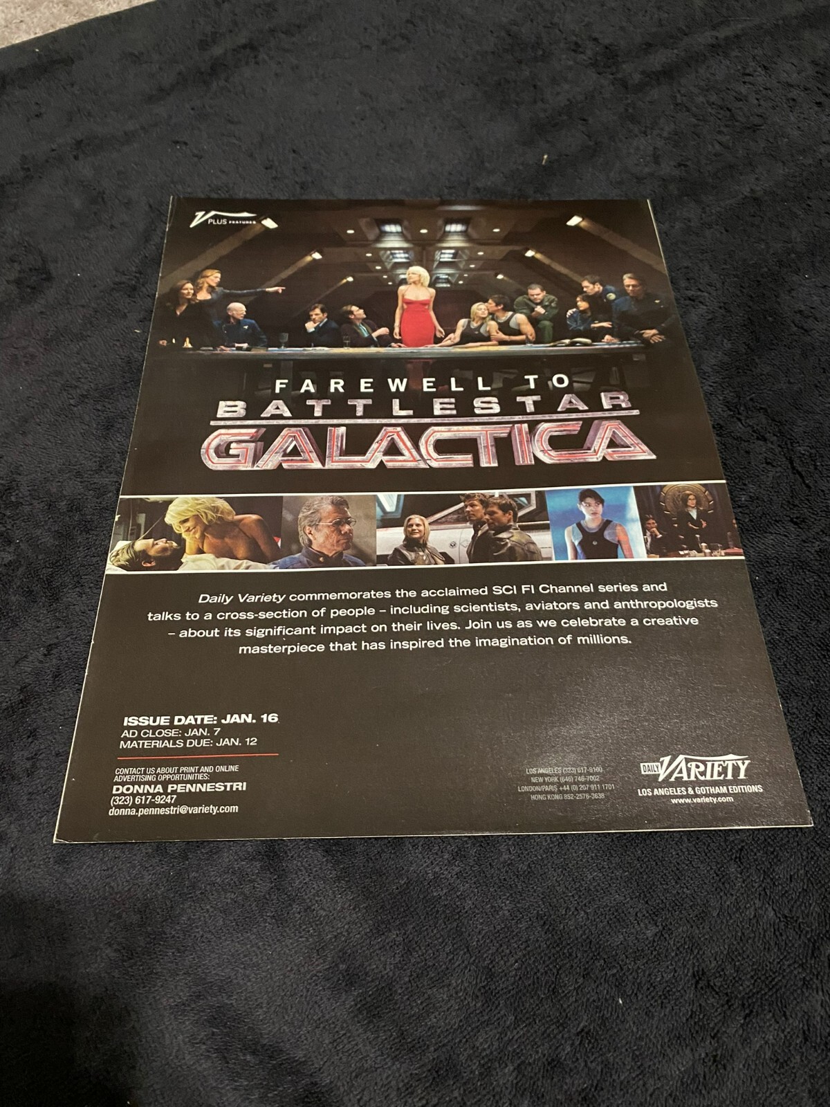 BATTLESTAR GALACTICA farewell ad with cast posing as The Last 
