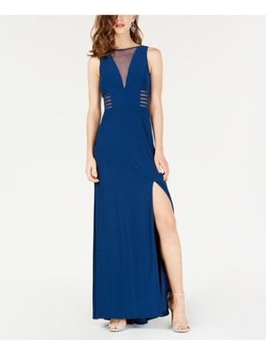 Женское макси-платье трапециевидной формы без рукавов из темно-синей сетки MORGAN & CO 3\4