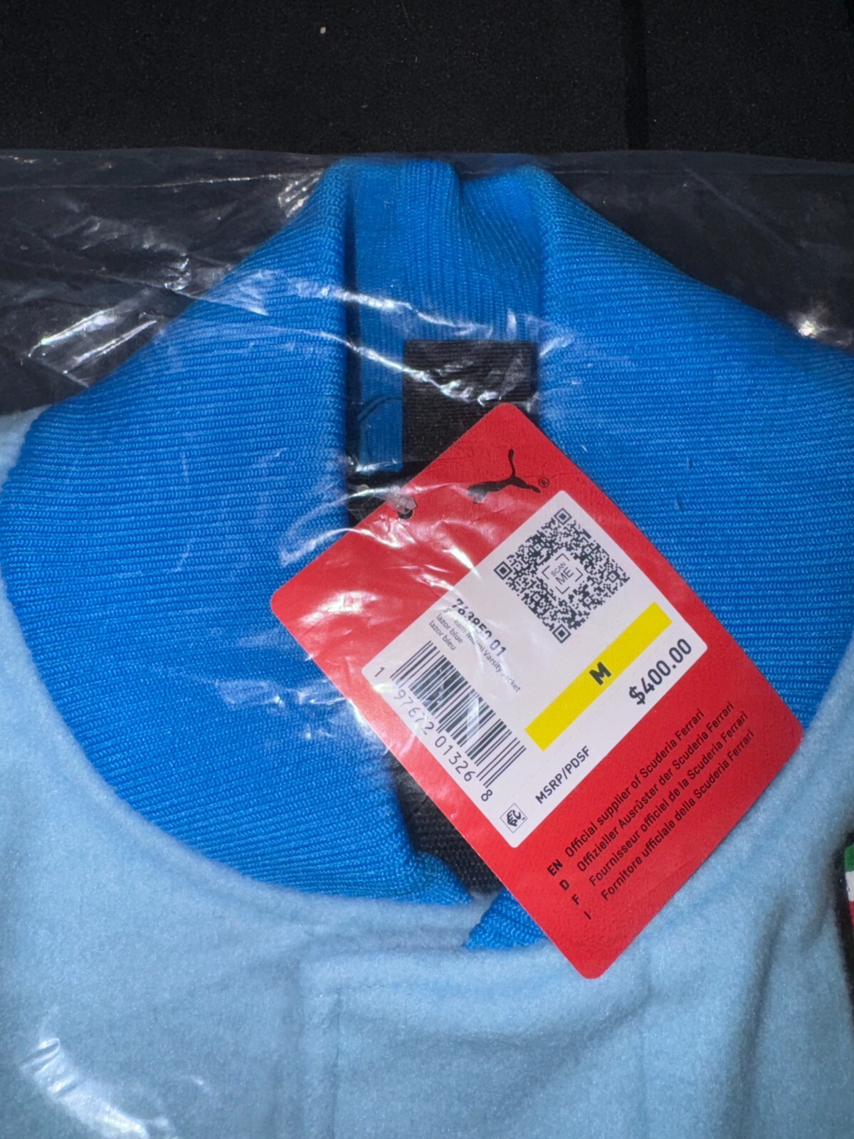 Pre-owned Puma Scuderia Ferrari Team Miami A1 Varsity Jacket 2024 - Size Large In Lazor Blue