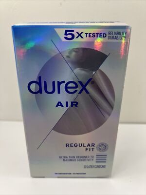Durex Air Extra Thin Transparent Natural Rubber Latex Condoms for Men 10 Count