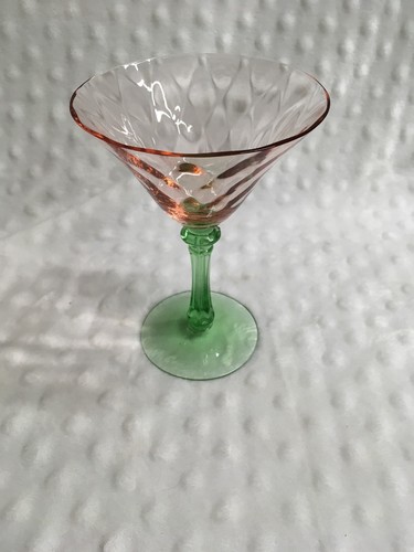 Vintage Watermelon Colored Glass Sherbert Wine Uranium