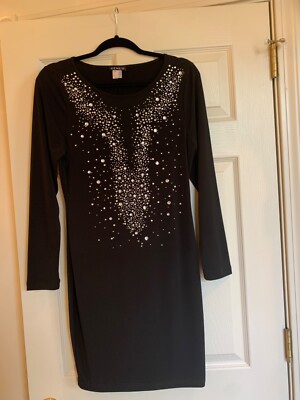 NWOT Venus Black Embellished Dress sz M