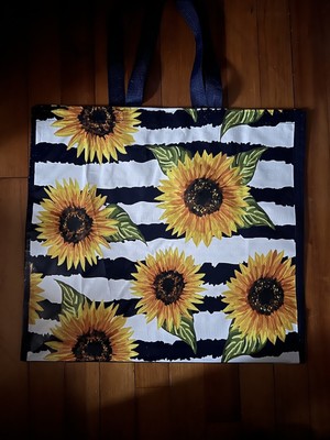 REUSABLE  SHOPPING TRAVEL TOTE BAG  SUNFLOWERS  ECO FRIENDLY GOODWILL HEAVY