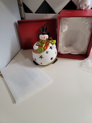 NEW Home Reflections Luminary Flameless Candle with Timer Snowman Christmas Ball