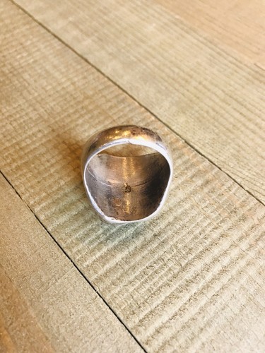 VINTAGE OLD SCHOOL Native American SILVER TURQUOISE ONYX HEAVY SIZE 7.25