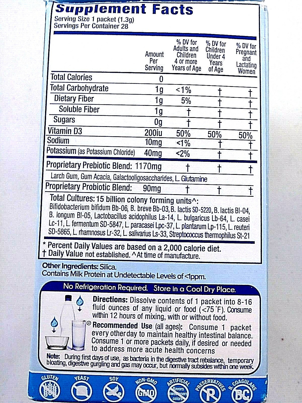 Golive Probiotic and Prebiotic Supplement Blend, Flavorless, 28-Count EXP 02 /20