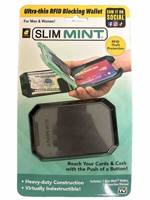 Slim Mint Wallet Ultra-Thin RFID-Blocking, AS-SEEN-ON-TV, ID Theft Protection