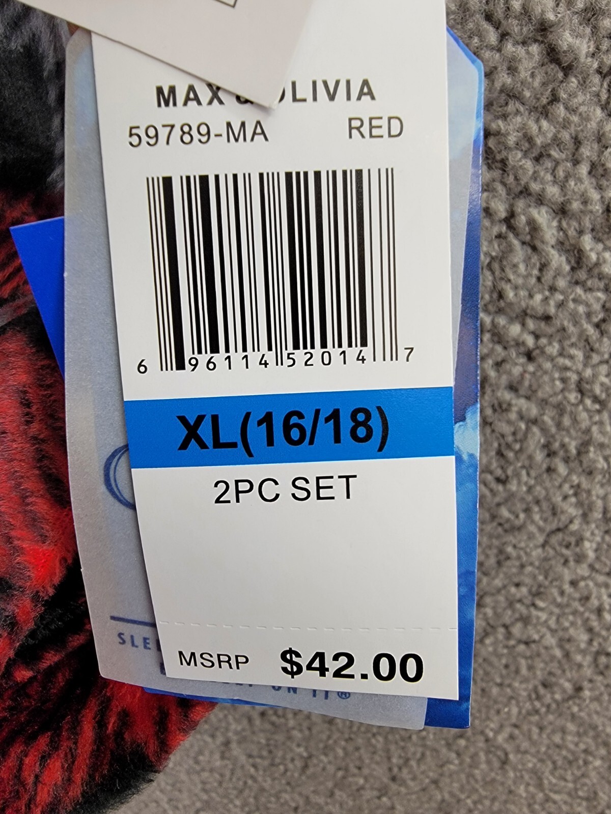 Max & Olivia Flannel Pajama Set Big Boys XL (16-18) Red Multi Plaid Button Front - Picture 22 of 22