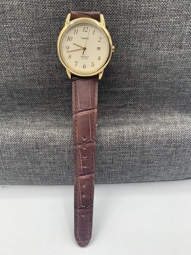 Timex Men s Indiglo CR2016 Cell WR 30M Stainless Steel Back Leather Watch Band eBay