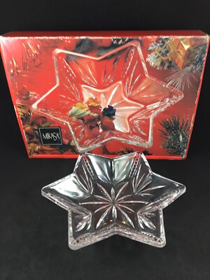 Mikasa Crystal Glass Starmist Sweet Dish 7.5'' Potpourri Candy Snack Christmas