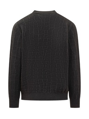 Pre-owned Versace Crew-neck Wool Sweater In Black