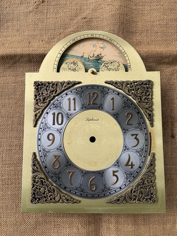 Vintage Diplomat Grandfather Clock Face With Ship & Windmill