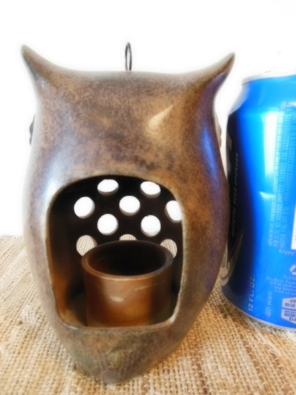 Otagiri Ardco Owl Votive Candle Holder Pottery Japan Cut Outs Mid Century Modern