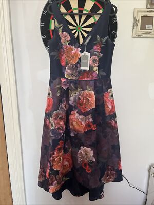 womans oasis lined floral dress size 12 new with tags