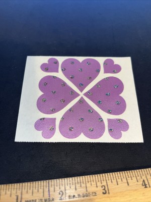 Vintage 80 s Sparkly Satin Purple HEARTS Stickers -