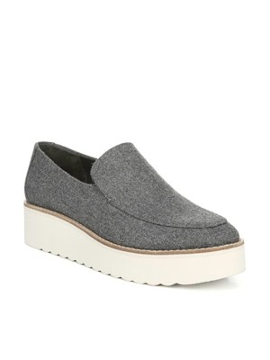 ВИНС. Женские серые мокасины на танкетке Zeta с круглым носком на платформе 1, без шнуровки, 6,5 М