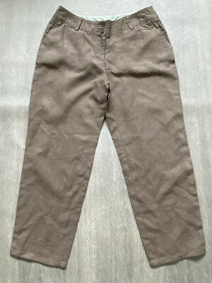 BODEN medium brown linen crop trousers size 8R NEW   WM312