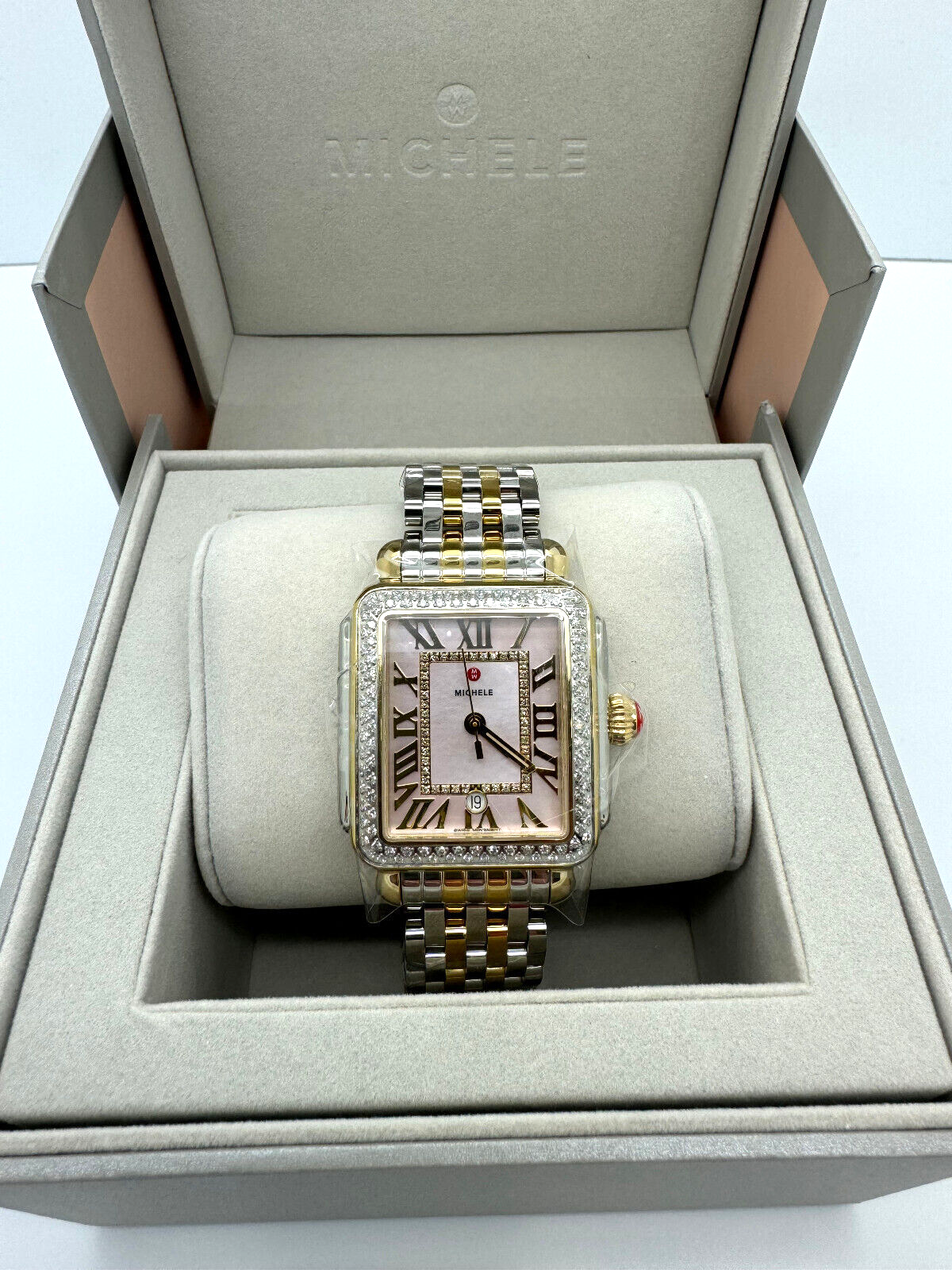 Pre-owned Michele Deco Madison Two-tone 18k Gold-plated Diamond Watch Mww06t000266