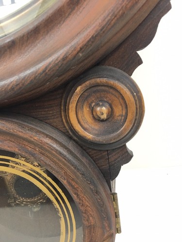 Antique Calendar Time Clock Wood Ingraham Eight 8 Day School House General Store