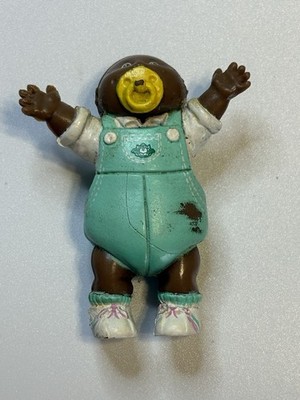 Vintage 1984 Cabbage Patch Kids Figure, Baby w/ Green Coveralls & Pacifier.