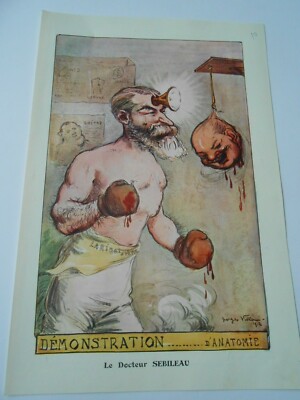 20èm Original Print Humour Médecine Satirique Docteur Sebileau Boxe