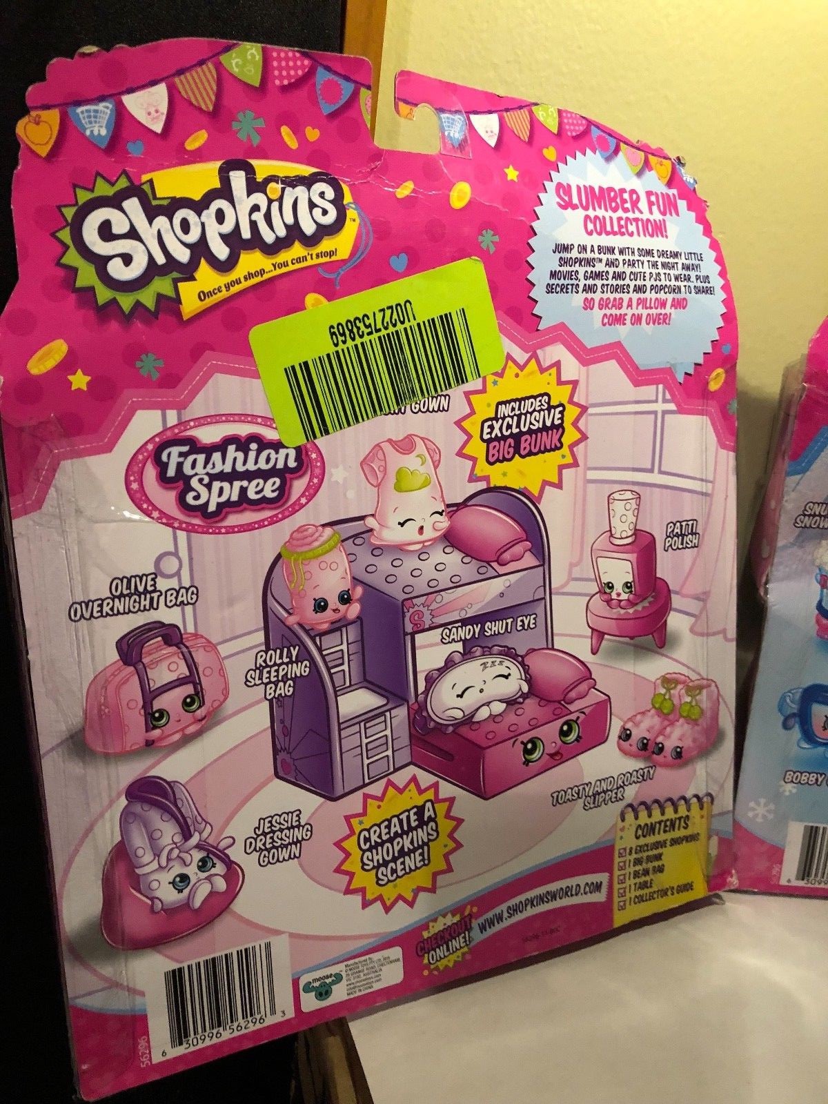 Lot of 2 Shopkins Fashion Spree Slumber Fun and Frosty Fashion Collection