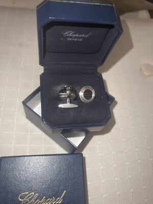 Chopard Mille Miglia 18k White Gold and Rubber Black & Silver Cufflinks 75/2000