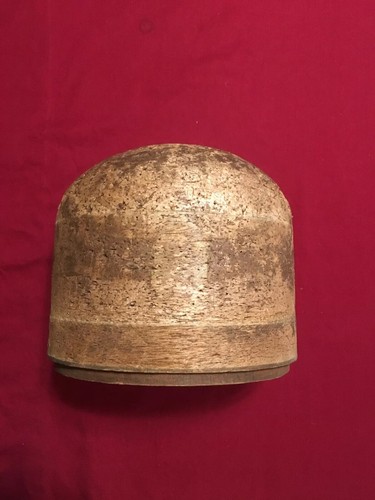 ANTIQUE MILLINERY HAT BLOCK MOLD FORM STAND WOOD CORK VINTAGE 22 1/2 Hermès?